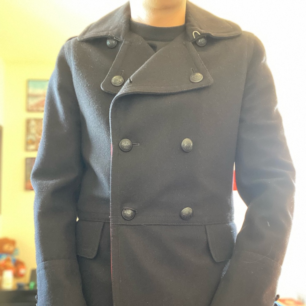 Express Black Pea Coat for Men